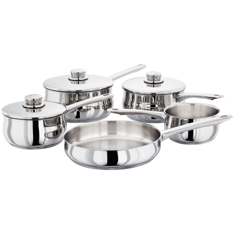 Stellar 1000 Set of 5 Stainless Steel Deep Saucepans, 14/16/18/20cm